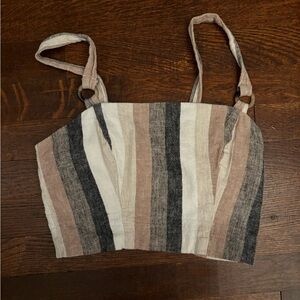 Neutral linen crop top